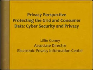 Privacy Perspective Protecting the Grid and Consumer Data: Cyber Security and Privacy