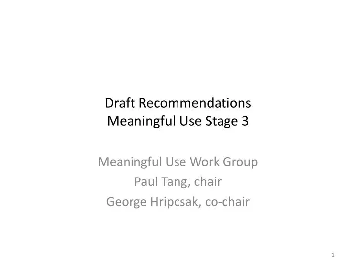 draft recommendations meaningful use stage 3