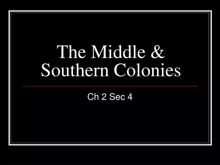 the middle southern colonies