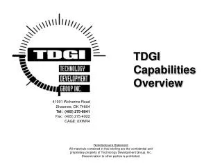 TDGI Capabilities Overview