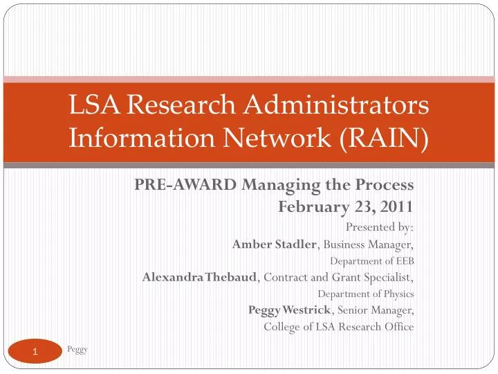 lsa research administrators information network rain
