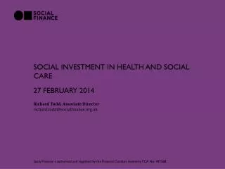 Social investment in health and social care