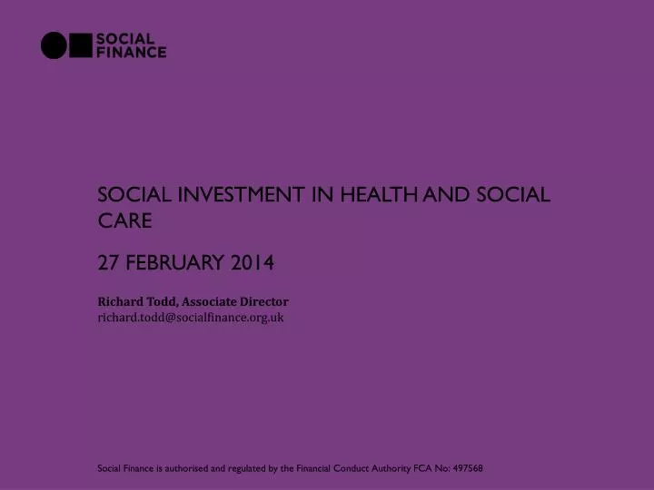 social investment in health and social care