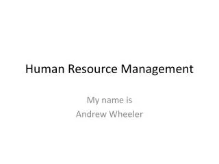 Human Resource Management