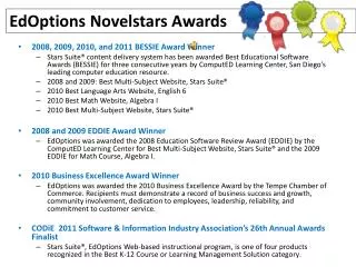 Ed Options Novelstars Awards