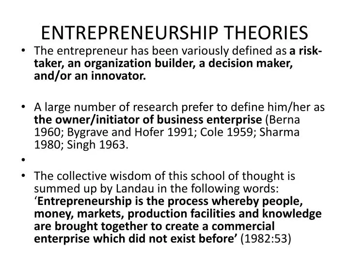 entrepreneurship theories