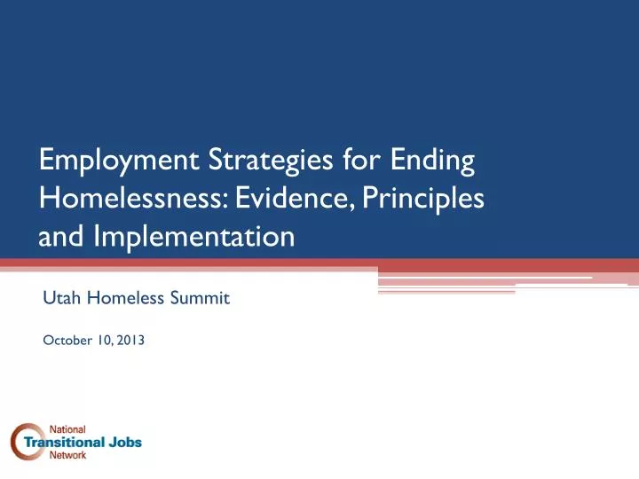 employment strategies for ending homelessness evidence principles and implementation