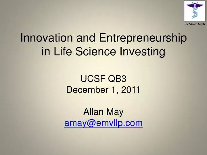 innovation and entrepreneurship in life science investing