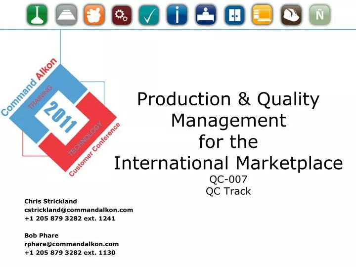 production quality management for the international marketplace qc 007 qc track