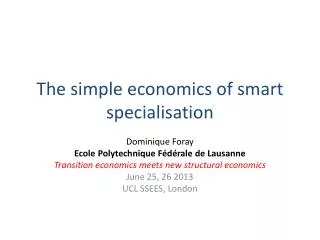 The simple economics of smart specialisation
