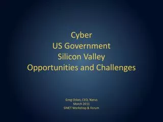 Cyber US Government Silicon Valley Opportunities and Challenges