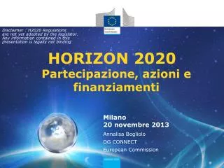 HORIZON 2020 Partecipazione, azioni e finanziamenti