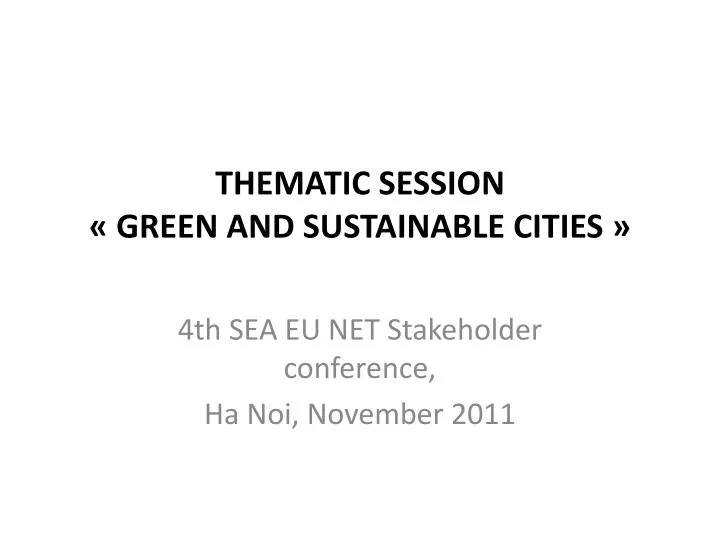 thematic session green and sustainable cities