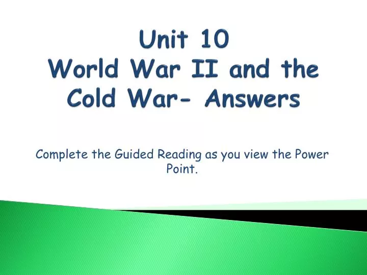 unit 10 world war ii and the cold war answers