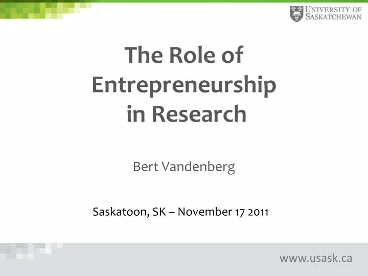 the role of entrepreneurship in research bert vandenberg