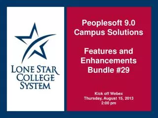 Peoplesoft 9.0 Campus Solutions Features and Enhancements Bundle #29