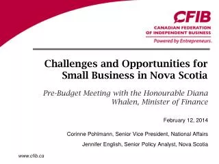 Challenges and Opportunities for Small Business in Nova Scotia