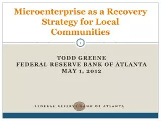 Microenterprise as a Recovery Strategy for Local Communities