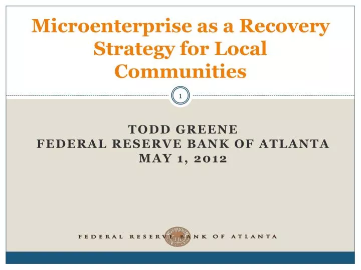 microenterprise as a recovery strategy for local communities
