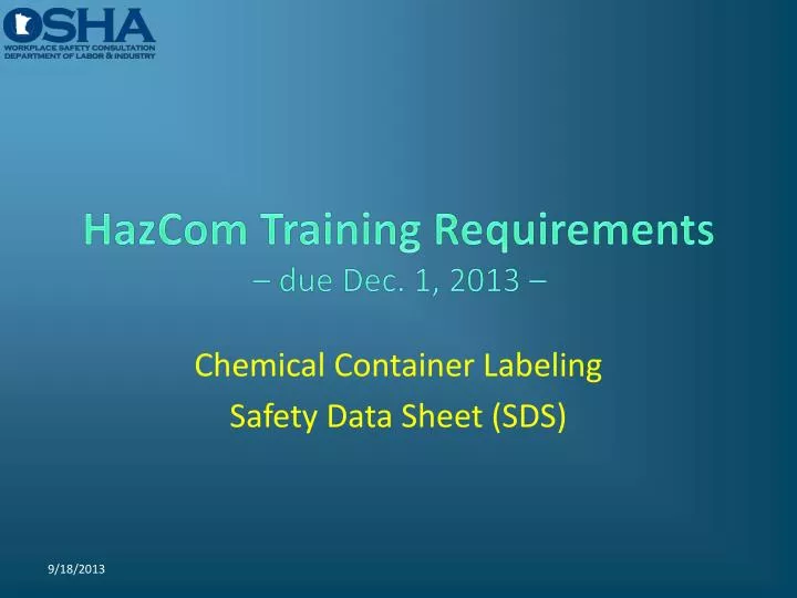 hazcom training requirements due dec 1 2013