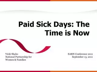 Paid Sick Days: The Time is Now