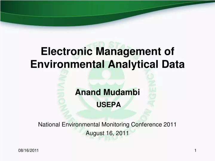 electronic management of environmental analytical data