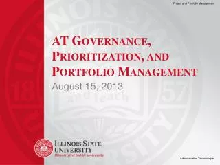 AT Governance, Prioritization, and Portfolio Management
