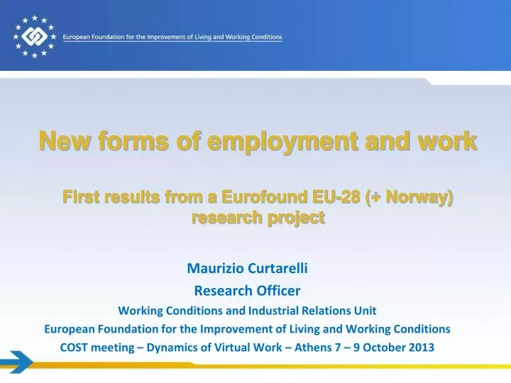 new forms of employment and work first results from a eurofound eu 28 norway research project