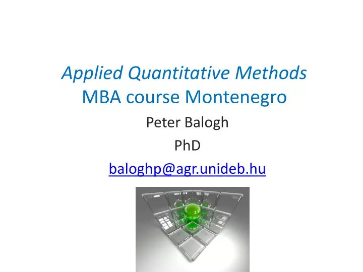 applied quantitative methods mba course montenegro