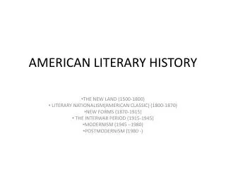 AMERICAN LITERARY HISTORY