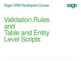 Sage CRM Developers Course