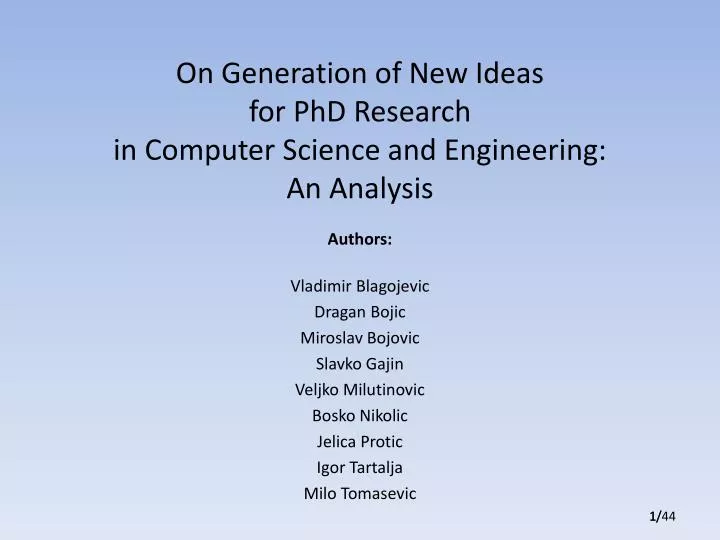 on generation of new ideas for phd research in computer science and engineering an analysis