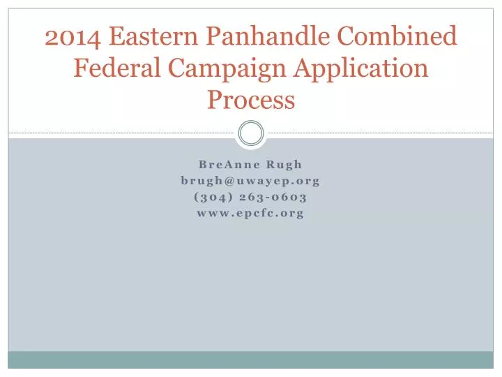 2014 eastern panhandle combined federal campaign application process
