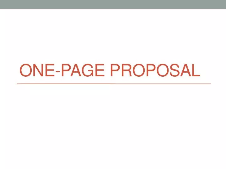 one page proposal