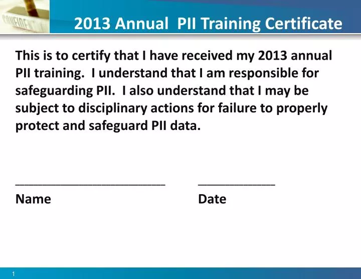 2013 annual pii training certificate