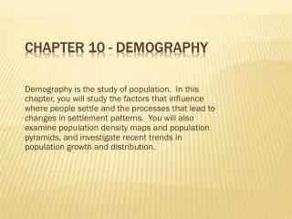 Chapter 10 - Demography