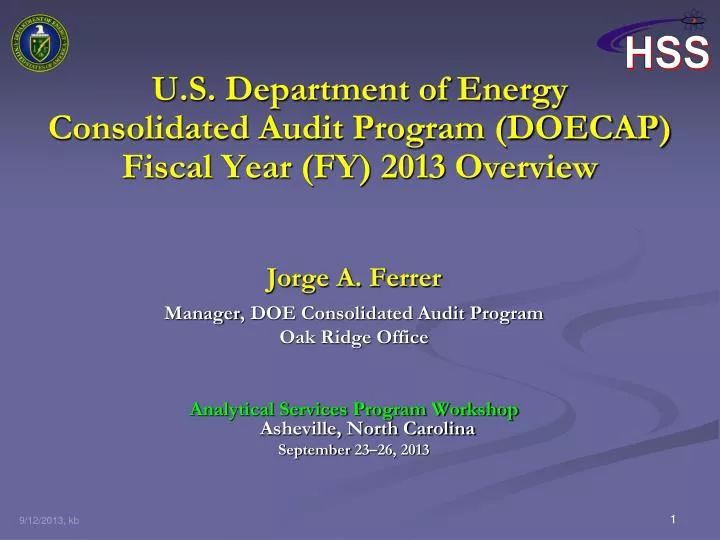 u s department of energy consolidated audit program doecap fiscal year fy 2013 overview