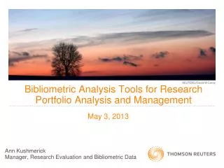 Bibliometric Analysis Tools for Research Portfolio Analysis and Management