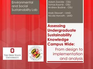 Assessing Undergraduate Sustainability Knowledge Campus Wide :