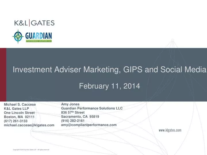 investment adviser marketing gips and social media february 11 2014