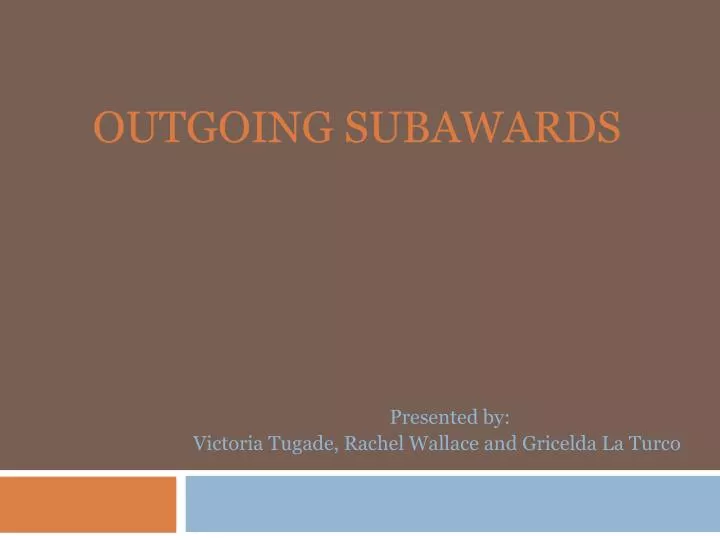 outgoing subawards