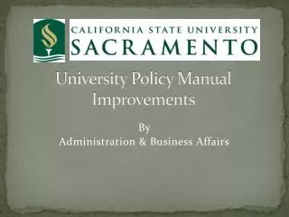University Policy Manual Improvements