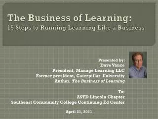The Business of Learning: 15 Steps to Running Learning Like a Business