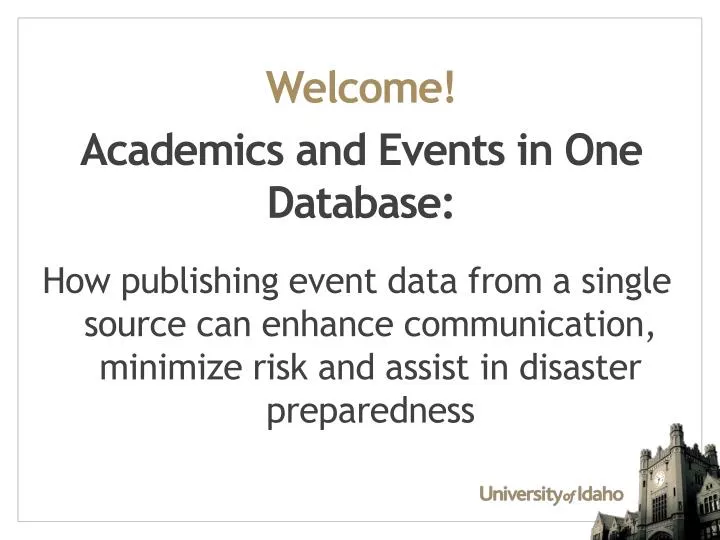welcome academics and events in one database
