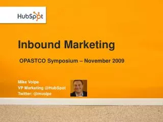 Inbound Marketing OPASTCO Symposium – November 2009