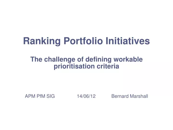 ranking portfolio initiatives