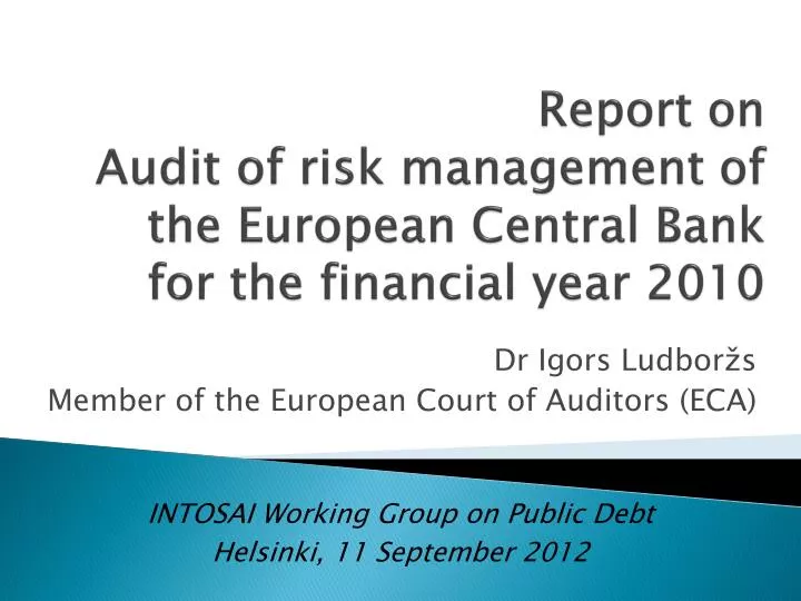 report on audit of risk management of the european central bank for the financial year 2010