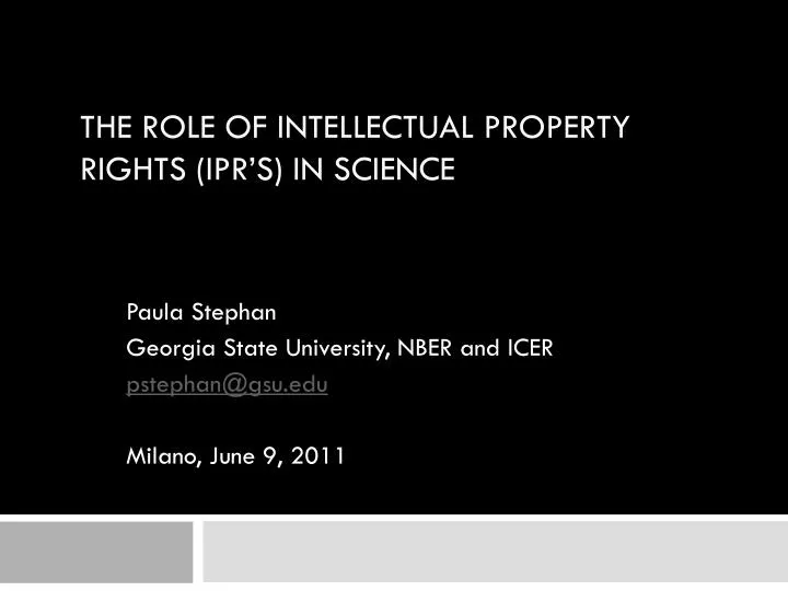 the role of intellectual property rights ipr s in science