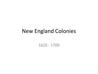 New England Colonies