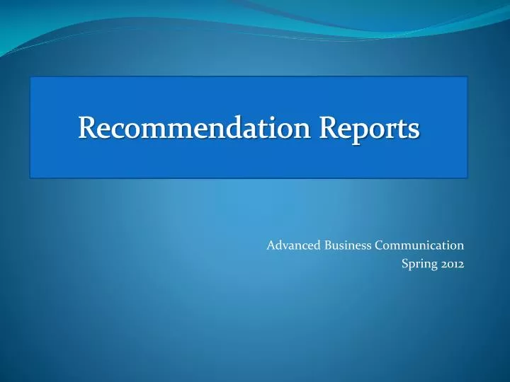 recommendation reports